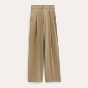 Everlane Women's Draper Pleated Pant in Buttersmooth in Ash Brown, Size 14
